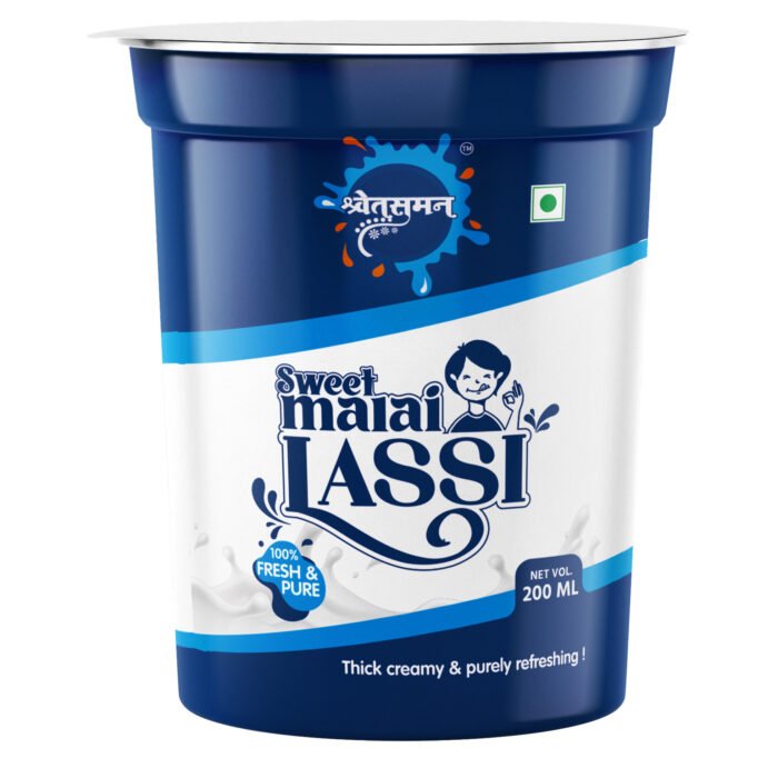 ShwetSuman Foods Sweet Malai Lassi – Thick & Creamy Traditional Lassi | Fresh & Pure Fermented Milk Drink | 200 ML